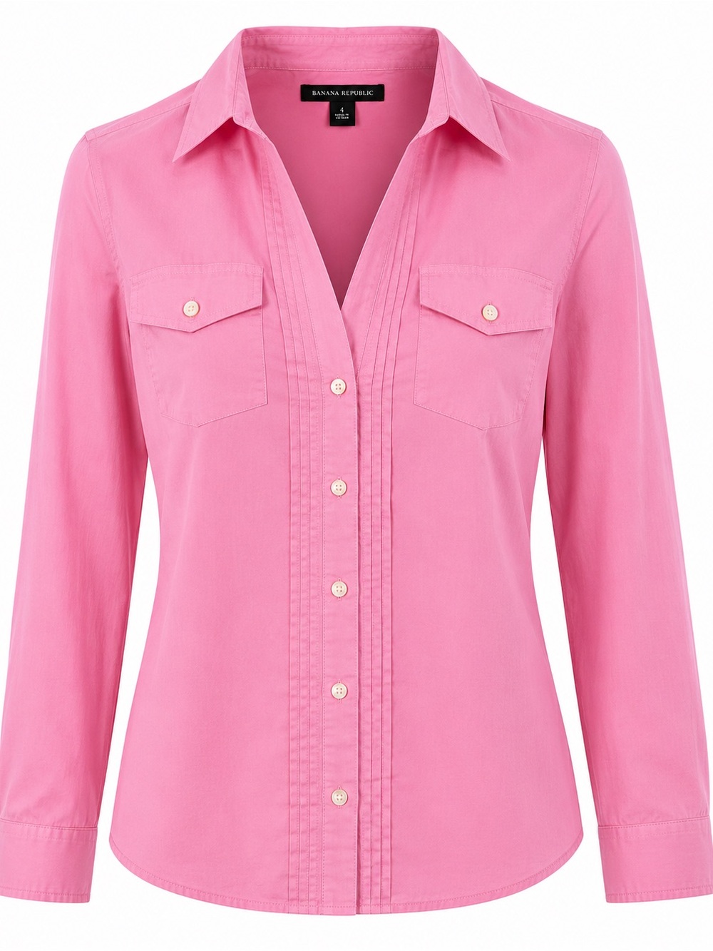 Banana Republic Pink Button-Up Womens Shirt Size Small 100% Cotton Long Sleeve